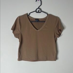 Brown V-Neck Crop Top